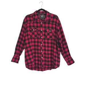 Cactus Man Flannel Pearl Snap Shirt Size Large Buffalo Check Plaid